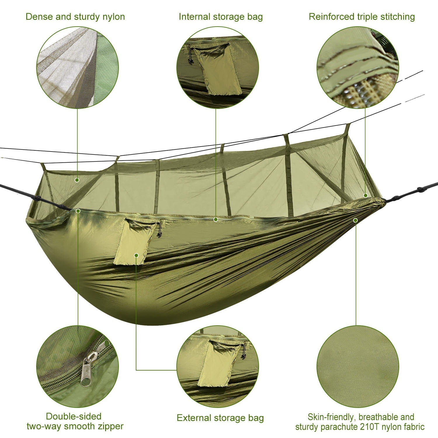 600 lbs Two Person Hammock with Mosquito Net Camping Outdoor