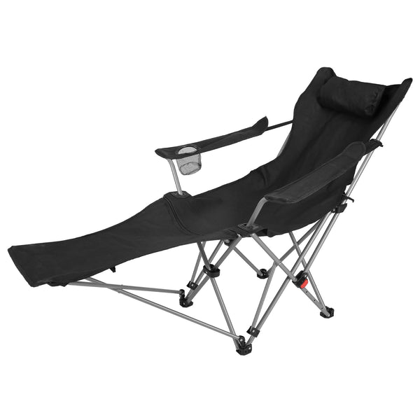 Reclining Camping Chair with Footrest Adjustable Folding Outdoor Lounge Chair