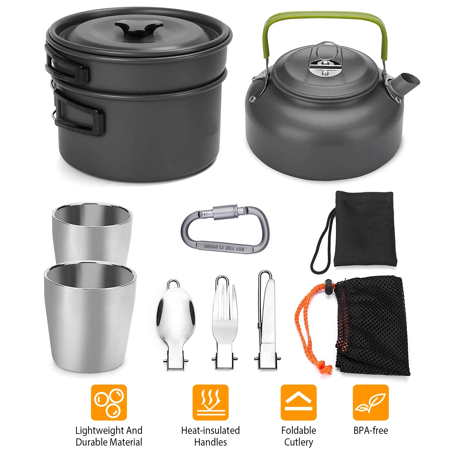 12 Piece Camping Cookware Set Stove Aluminum Pot Pan Kit