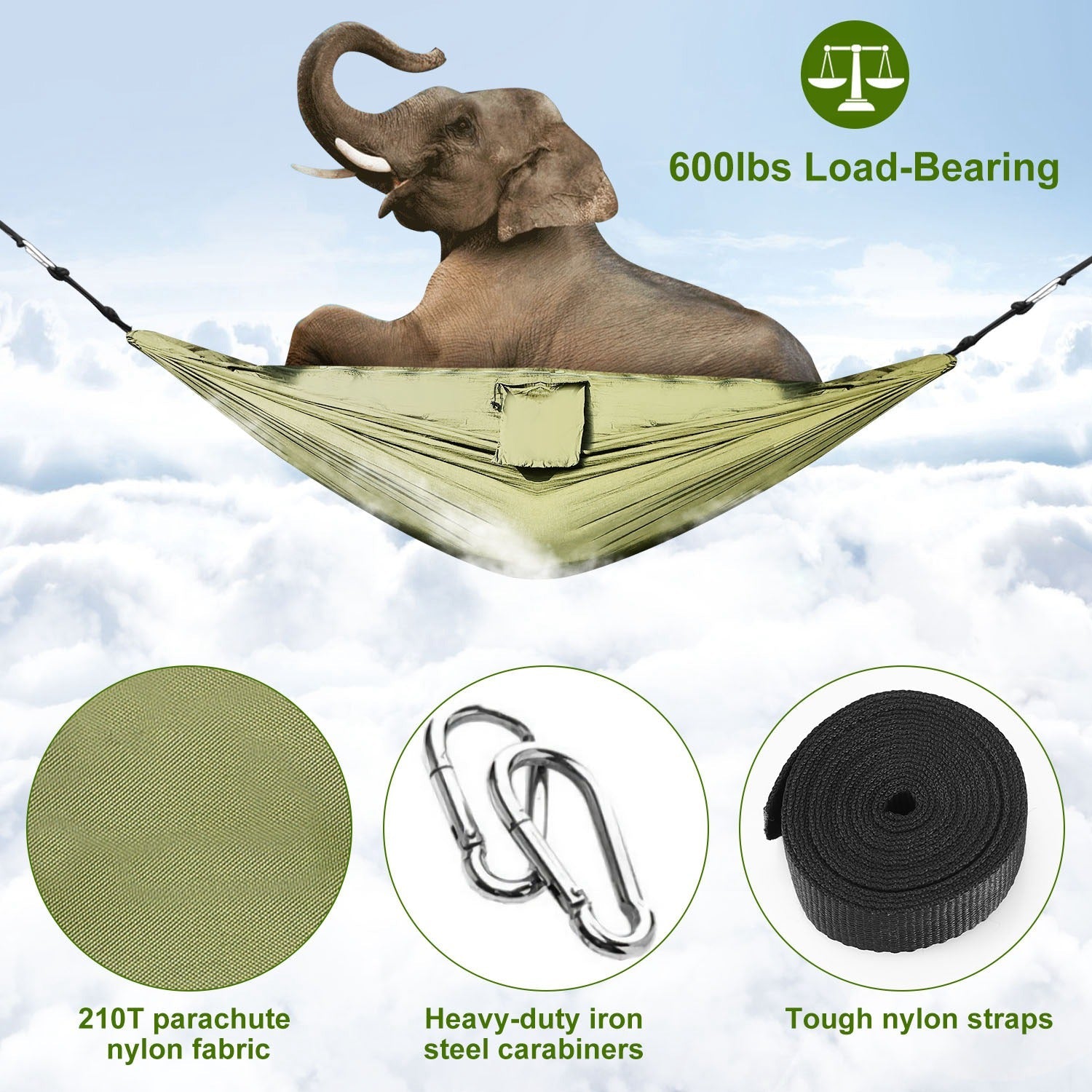 600 lbs Two Person Hammock with Mosquito Net Camping Outdoor