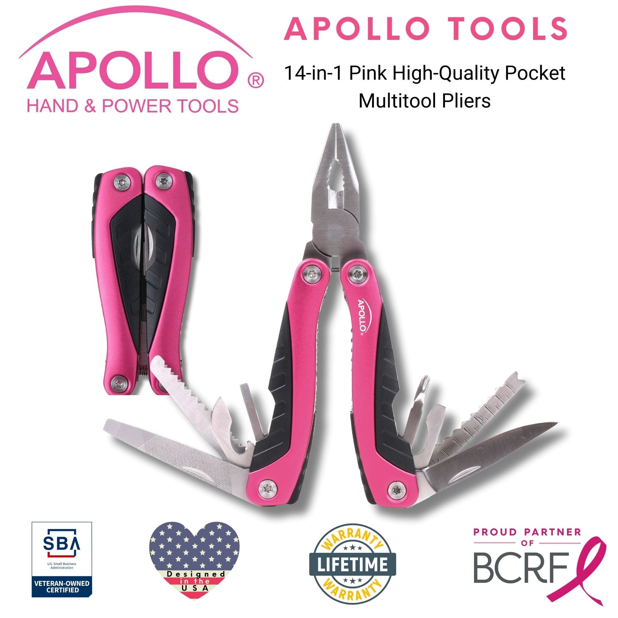 14 in 1 Pink Pocket Multitool Pliers Outdoor Camping Fishing