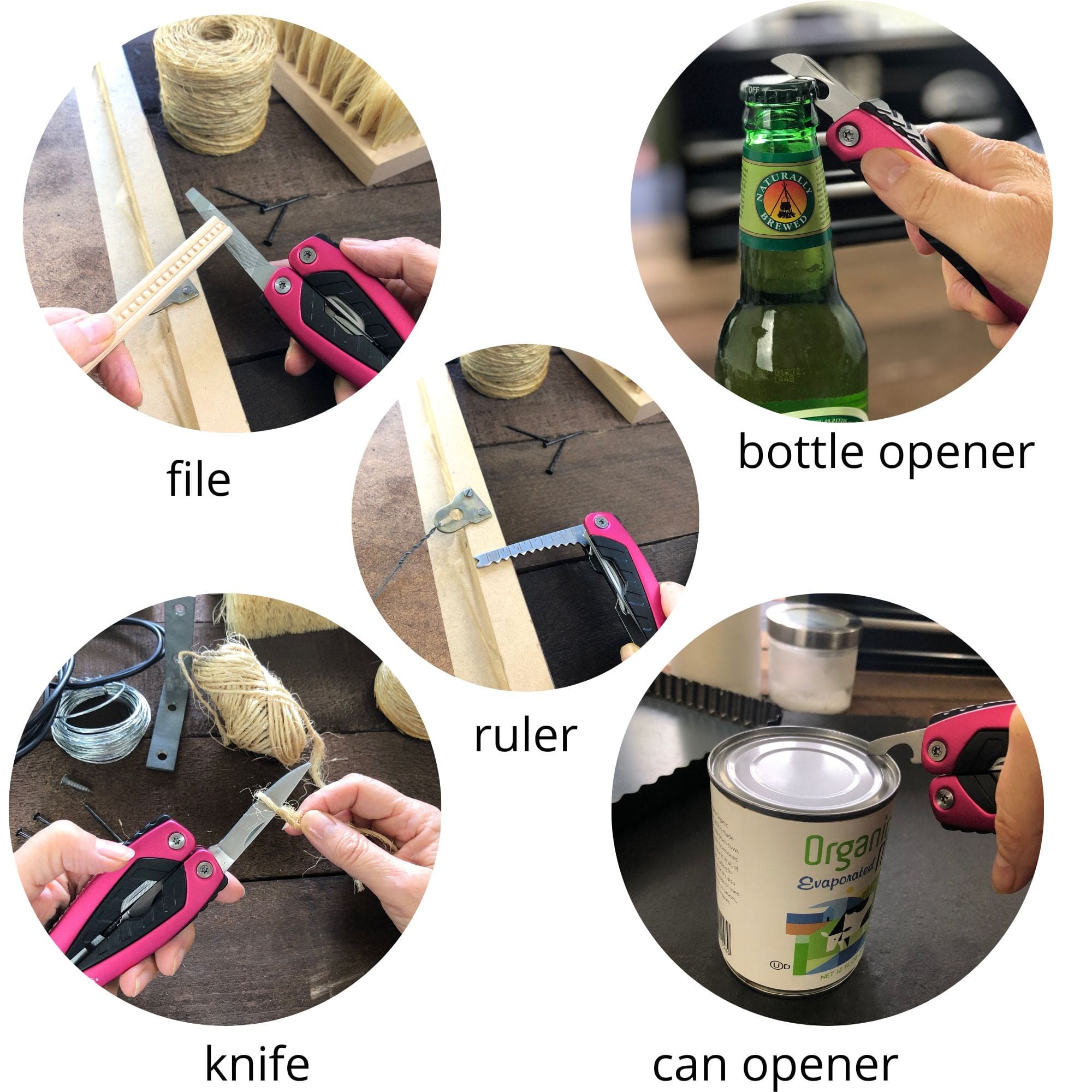 14 in 1 Pink Pocket Multitool Pliers Outdoor Camping Fishing