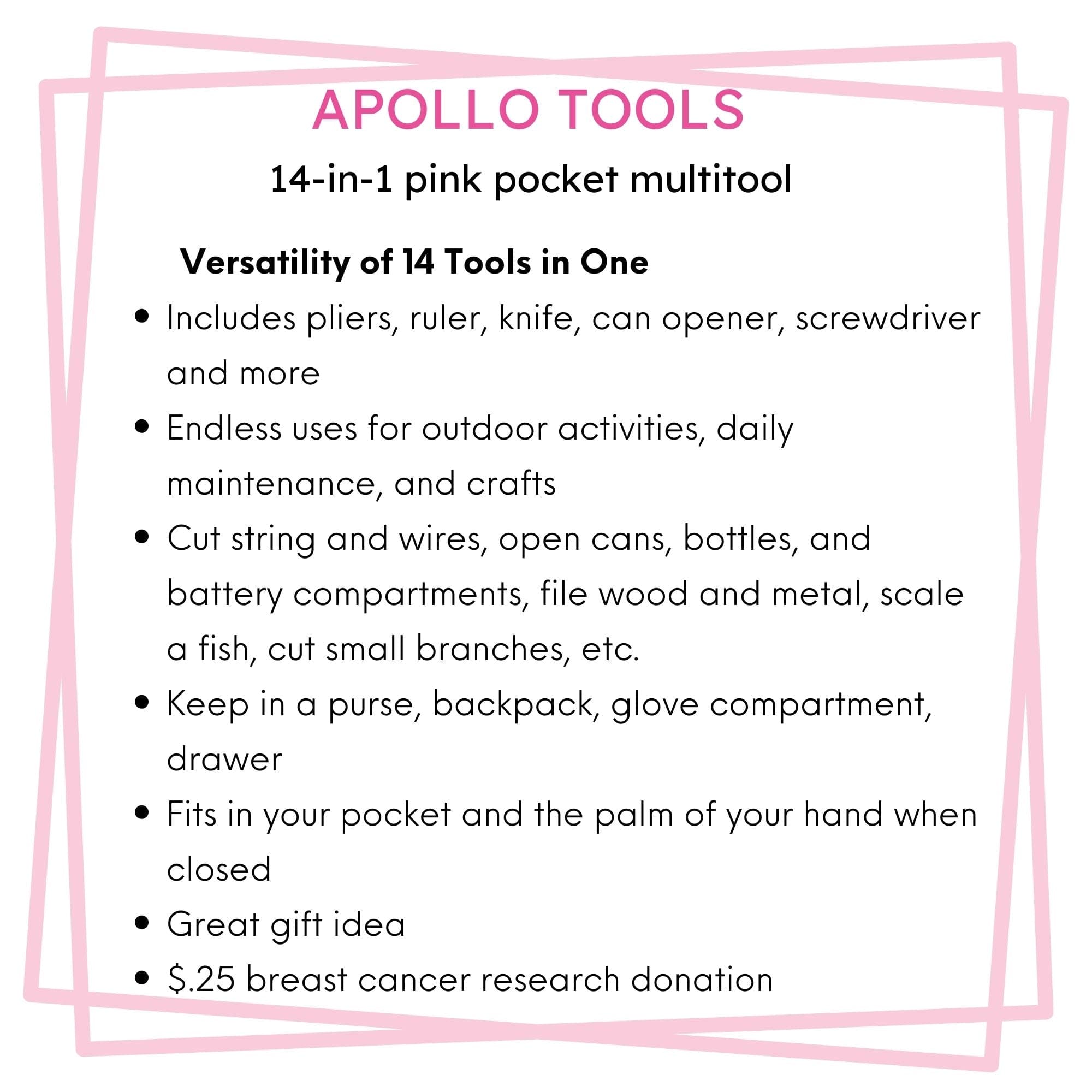 14 in 1 Pink Pocket Multitool Pliers Outdoor Camping Fishing