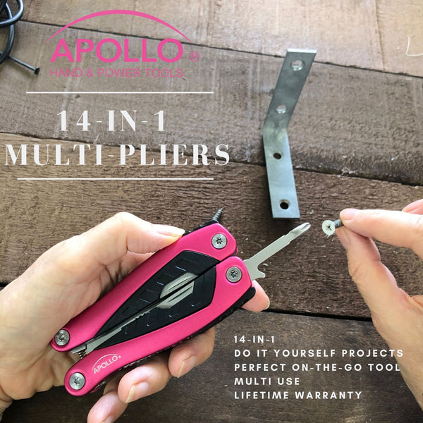 14 in 1 Pink Pocket Multitool Pliers Outdoor Camping Fishing