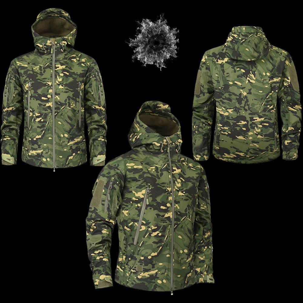 Men’s Green Camouflage Lightweight Waterproof Tactical Windbreaker Outdoor Jacket