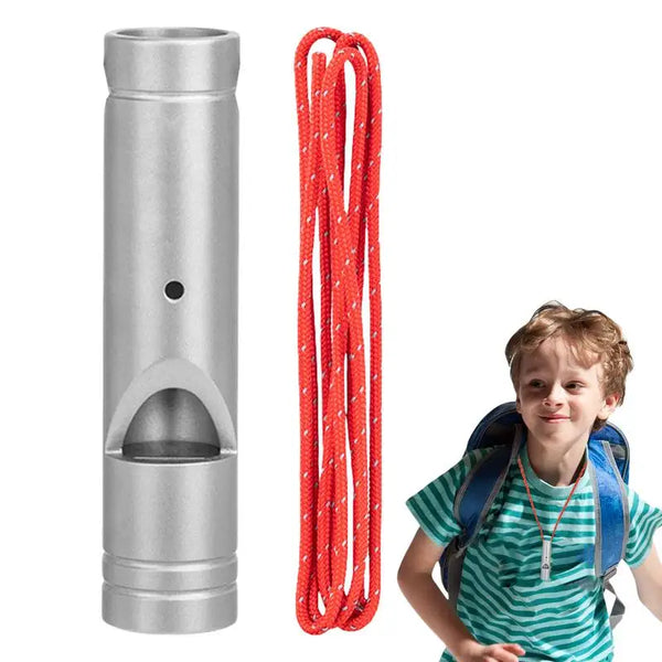 Titanium Survival Whistle Ultralight Loud Emergency Safety Hiking Lanyard