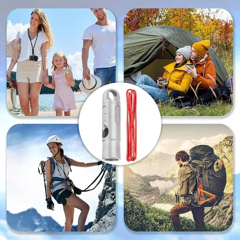 Titanium Survival Whistle Ultralight Loud Emergency Safety Hiking Lanyard