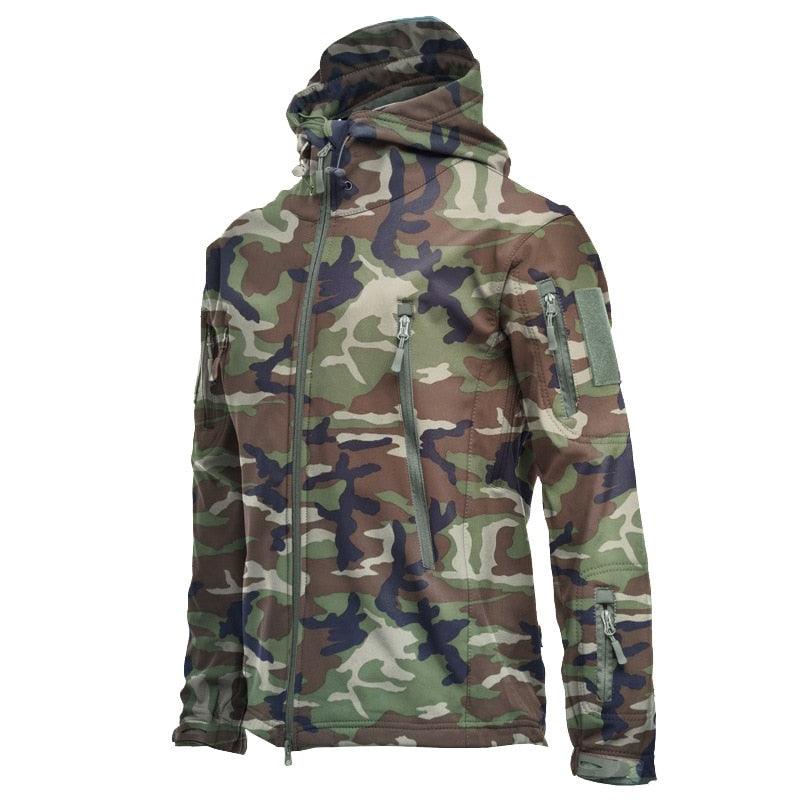 Men’s Plus Size Camouflage Waterproof Windbreaker Hooded Tactical Jacket