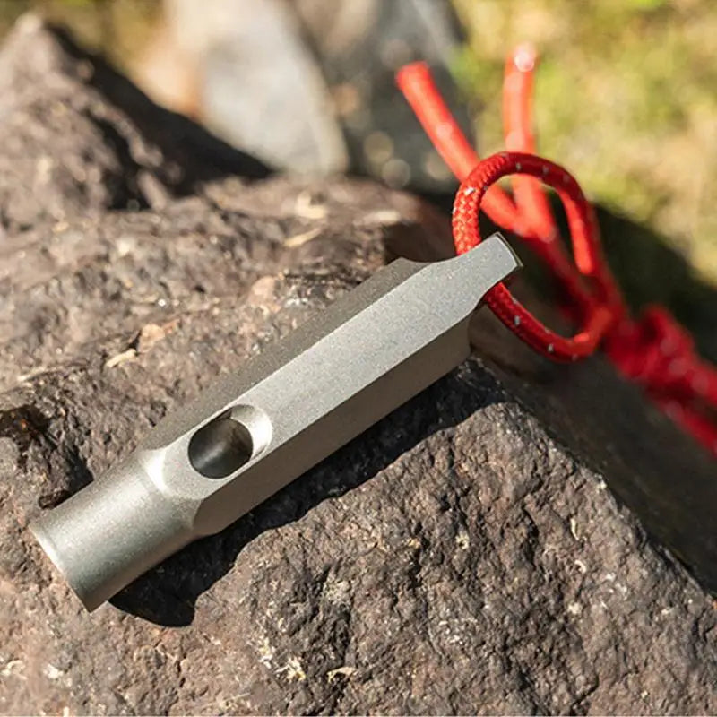 Titanium Survival Whistle Ultralight Loud Emergency Safety Hiking Lanyard
