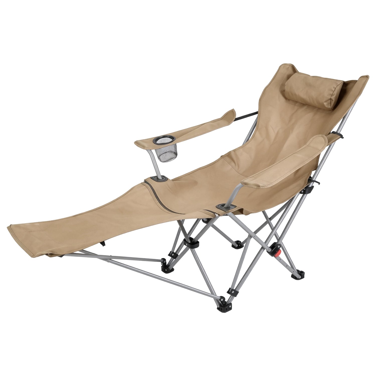 Reclining Camping Chair with Footrest Adjustable Folding Outdoor Lounge Chair