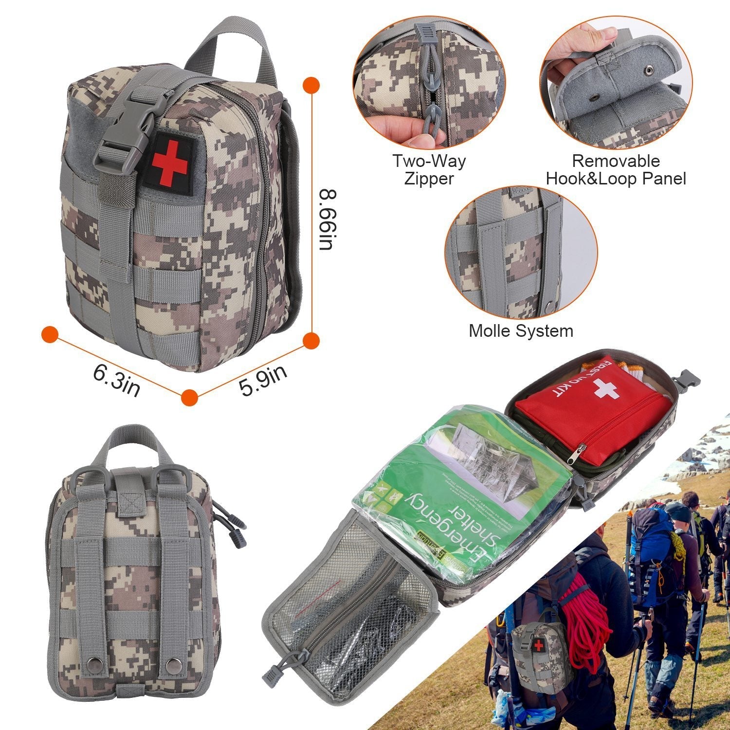 125 Piece Survival Kit Outdoor Emergency Tactical First Aid Gear