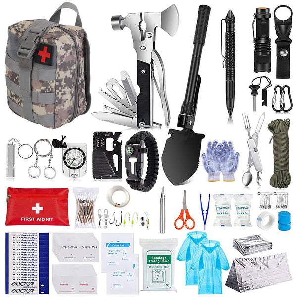 125 Piece Survival Kit Outdoor Emergency Tactical First Aid Gear