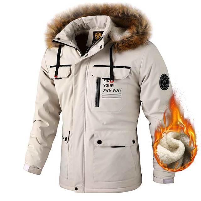 Men’s Waterproof Windbreaker Hooded Jacket Warm Breathable Outdoor Coat