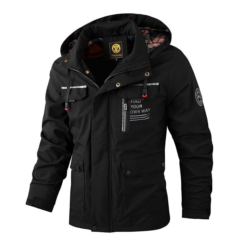 Men’s Waterproof Windbreaker Hooded Jacket Warm Breathable Outdoor Coat