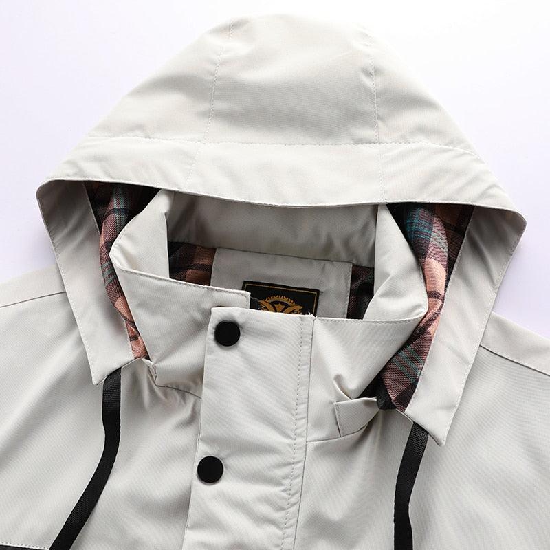 Men’s Waterproof Windbreaker Hooded Jacket Warm Breathable Outdoor Coat