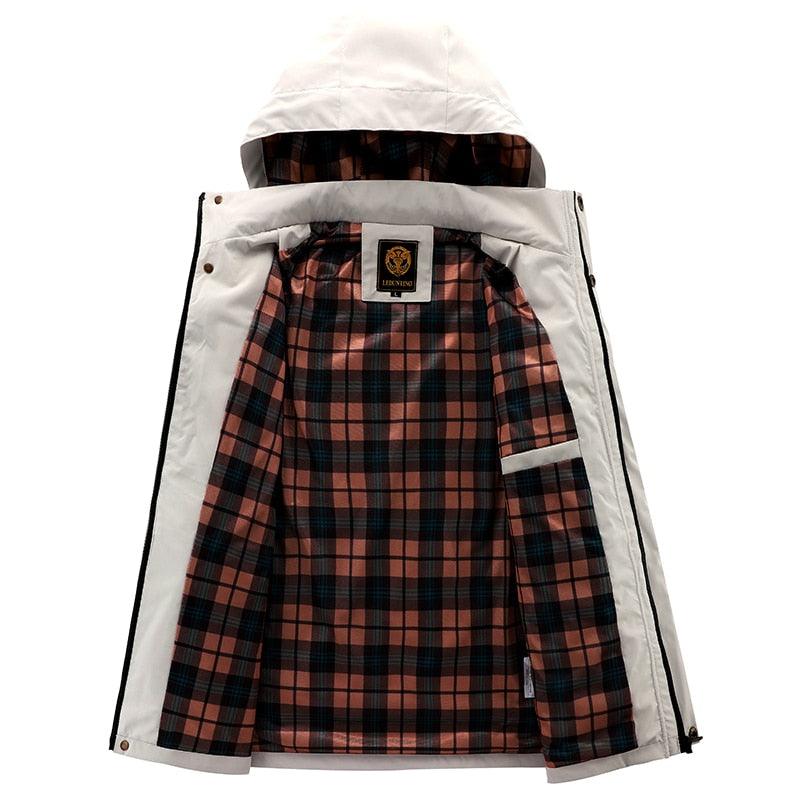 Men’s Waterproof Windbreaker Hooded Jacket Warm Breathable Outdoor Coat