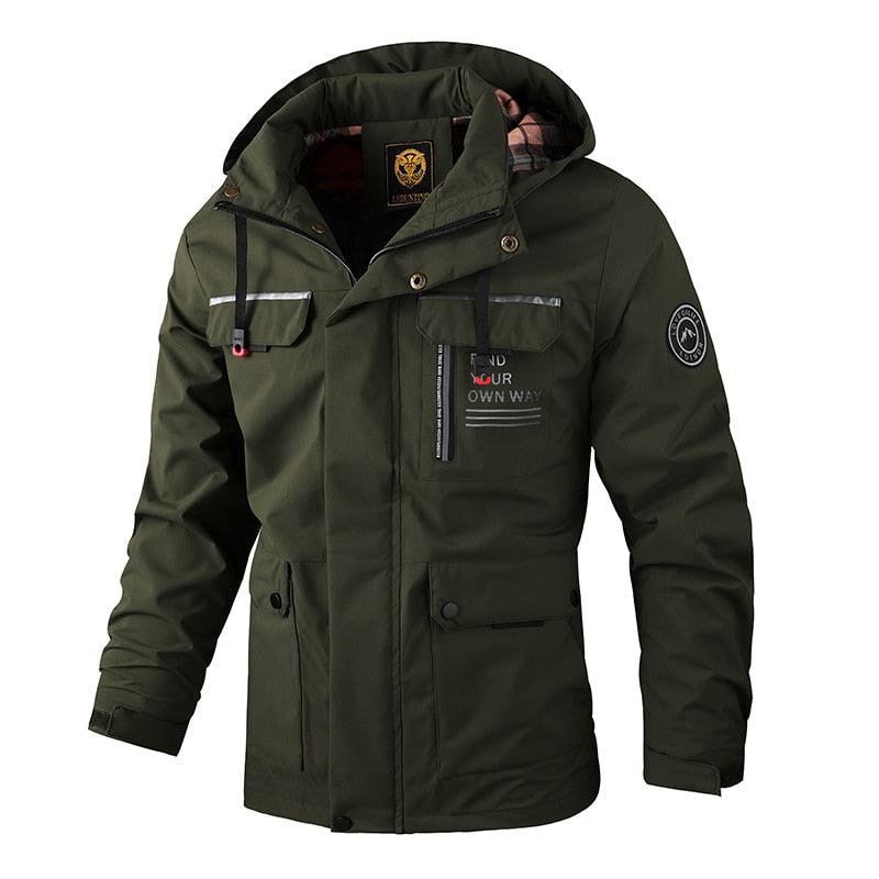 Men’s Waterproof Windbreaker Hooded Jacket Warm Breathable Outdoor Coat