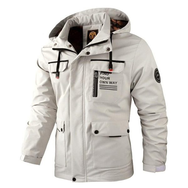 Men’s Waterproof Windbreaker Hooded Jacket Warm Breathable Outdoor Coat