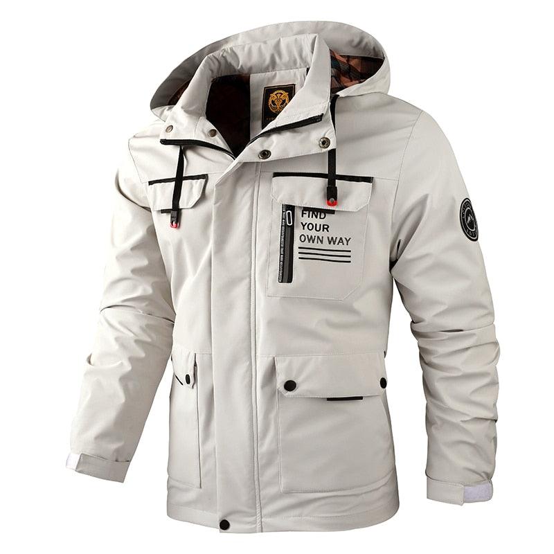 Men’s Waterproof Windbreaker Hooded Jacket Warm Breathable Outdoor Coat