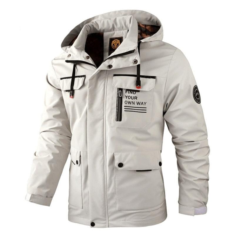 Men’s Waterproof Windbreaker Hooded Jacket Warm Breathable Outdoor Coat