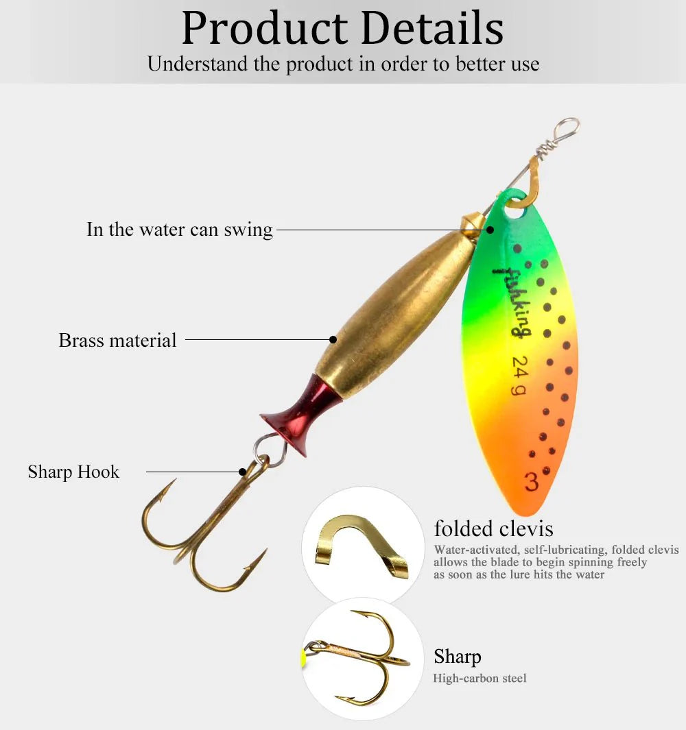 FISH KING Metal Spinner Lure Long Cast Bass Pike Fishing