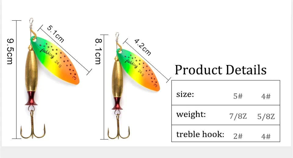 FISH KING Metal Spinner Lure Long Cast Bass Pike Fishing