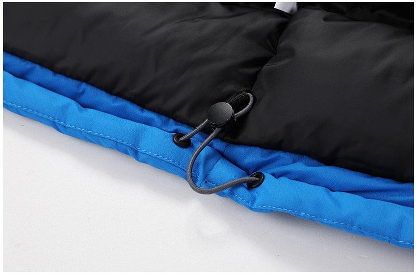 Men Blue Winter Outdoor Ski Jacket Waterproof Warm Hooded Coat