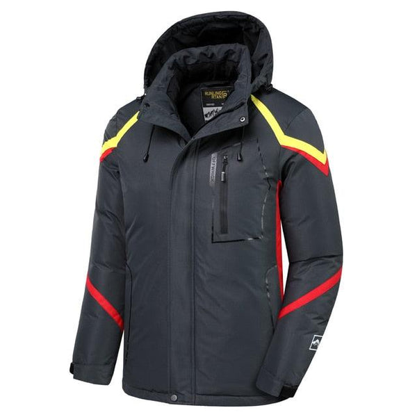 Men Blue Winter Outdoor Ski Jacket Waterproof Warm Hooded Coat
