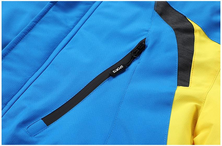 Men Blue Winter Outdoor Ski Jacket Waterproof Warm Hooded Coat