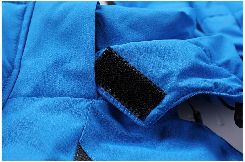 Men Blue Winter Outdoor Ski Jacket Waterproof Warm Hooded Coat