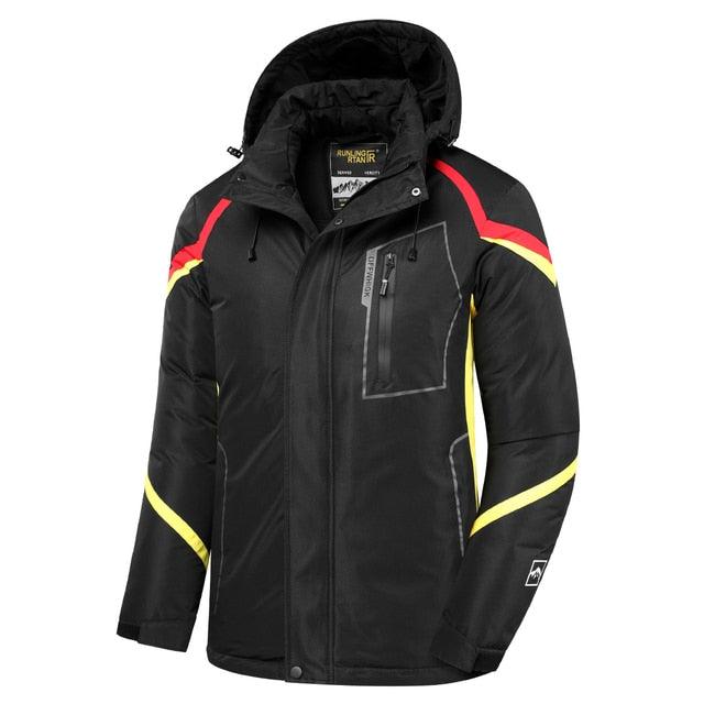 Men Blue Winter Outdoor Ski Jacket Waterproof Warm Hooded Coat