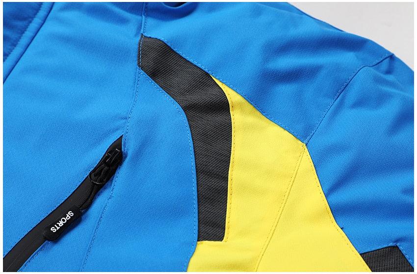 Men Blue Winter Outdoor Ski Jacket Waterproof Warm Hooded Coat