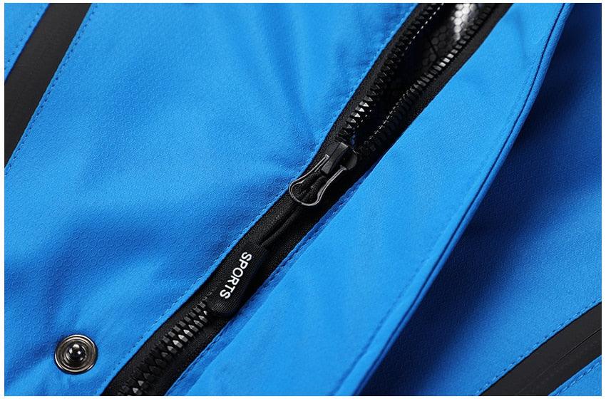 Men Blue Winter Outdoor Ski Jacket Waterproof Warm Hooded Coat