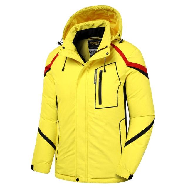 Men Blue Winter Outdoor Ski Jacket Waterproof Warm Hooded Coat