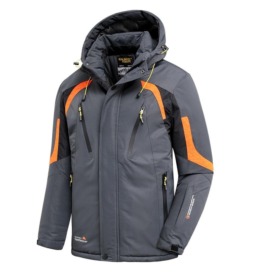 Men Blue Winter Outdoor Ski Jacket Waterproof Warm Hooded Coat