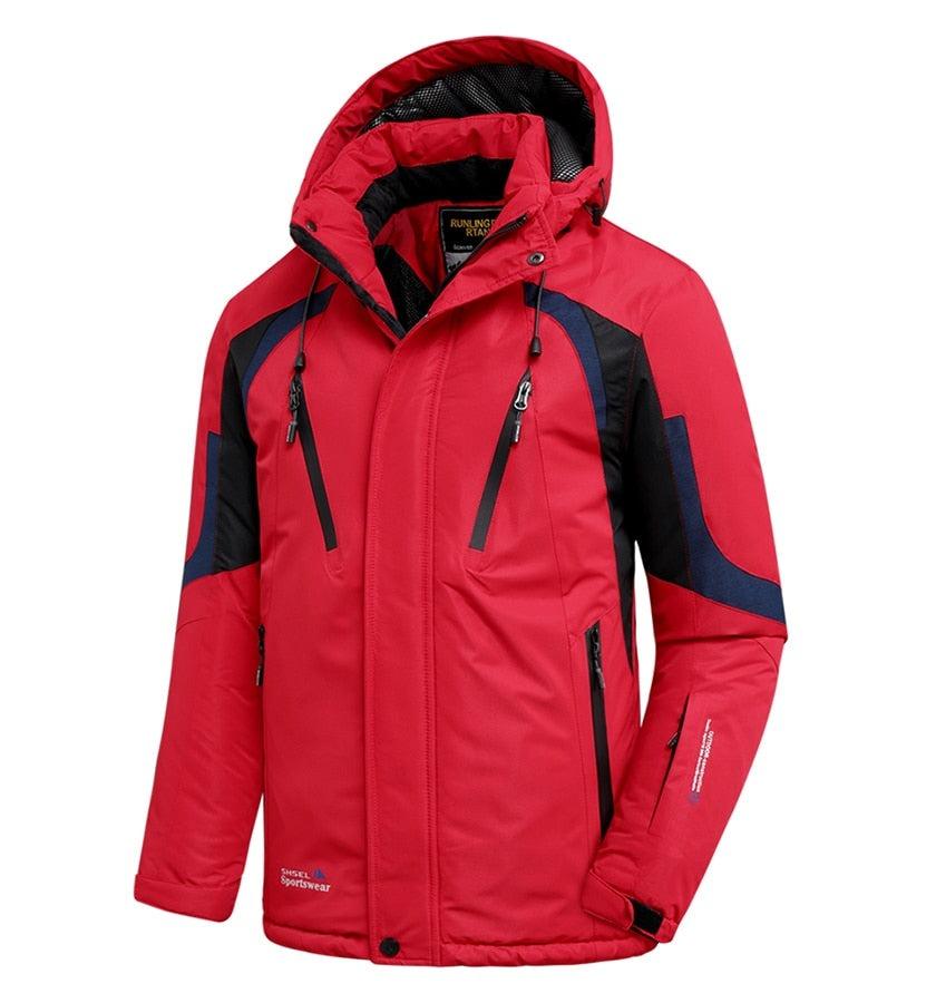 Men Blue Winter Outdoor Ski Jacket Waterproof Warm Hooded Coat