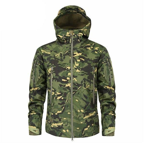 Men’s Green Camouflage Lightweight Waterproof Tactical Windbreaker Outdoor Jacket