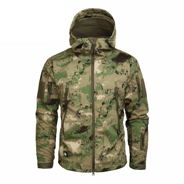 Men’s Green Camouflage Lightweight Waterproof Tactical Windbreaker Outdoor Jacket