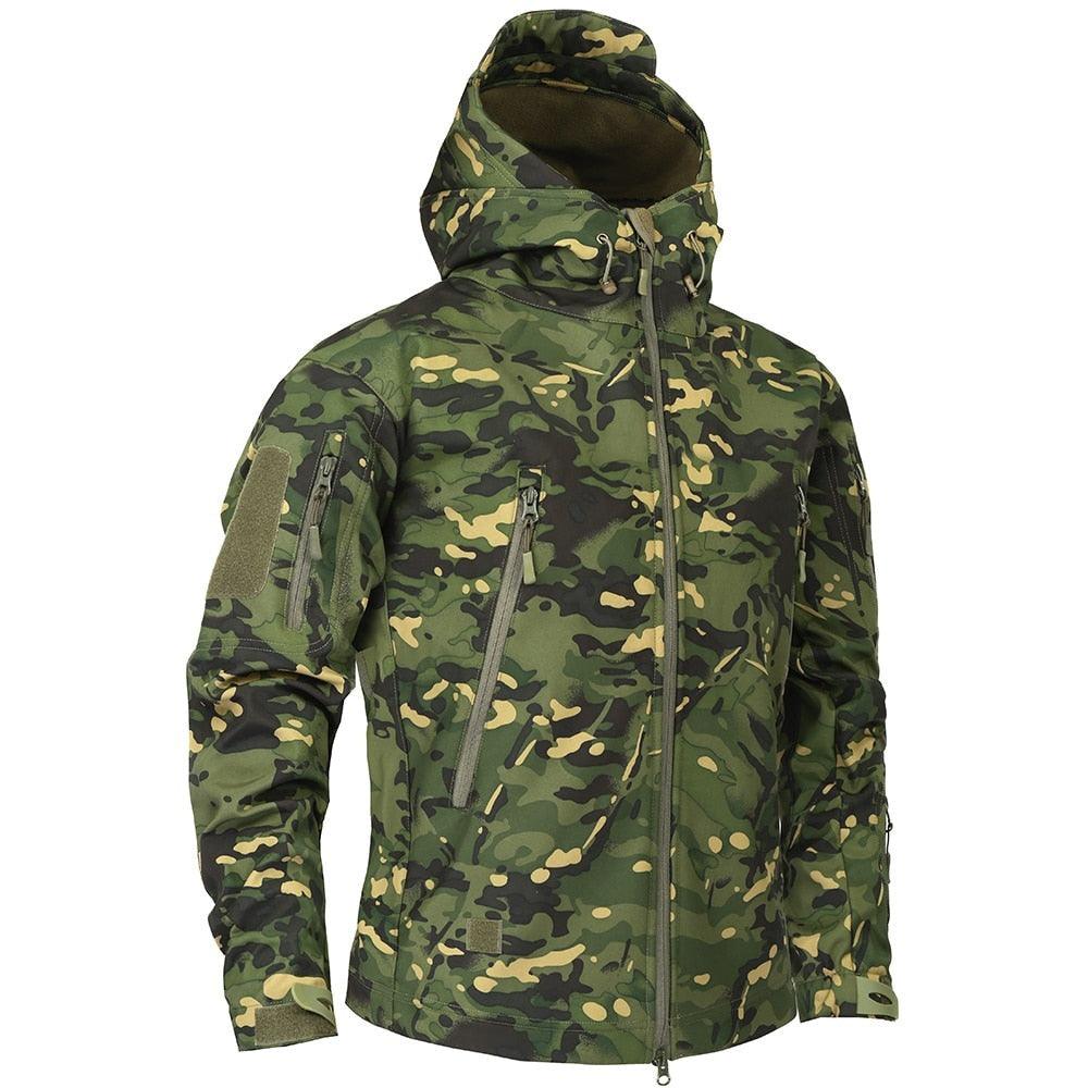 Men’s Green Camouflage Lightweight Waterproof Tactical Windbreaker Outdoor Jacket