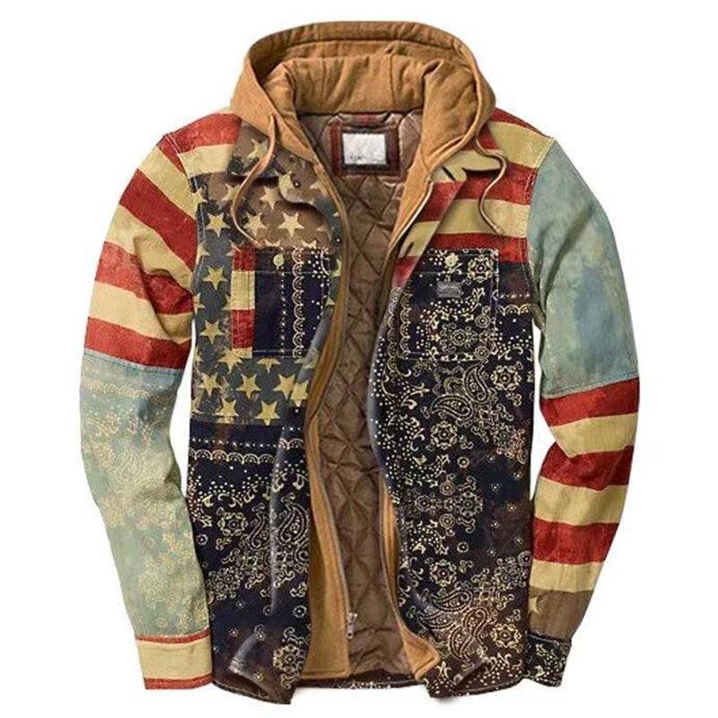 Men’s Plaid Hooded Shirt Jacket Warm Casual Autumn Winter Coat