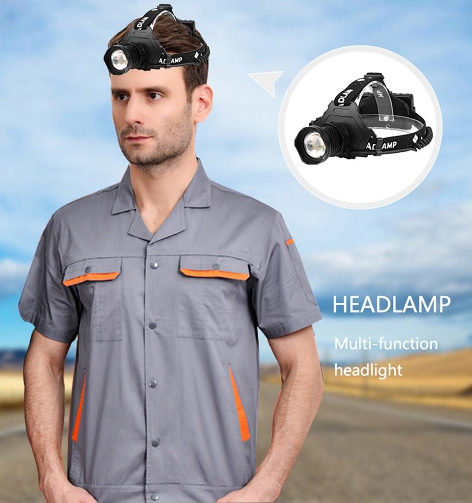 Rechargeable XHP160 LED Headlamp Zoomable Waterproof Hiking Camping Light