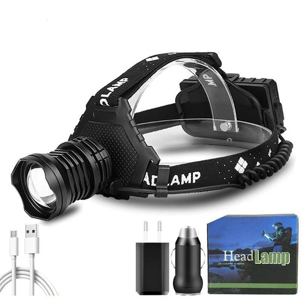 Rechargeable XHP160 LED Headlamp Zoomable Waterproof Hiking Camping Light