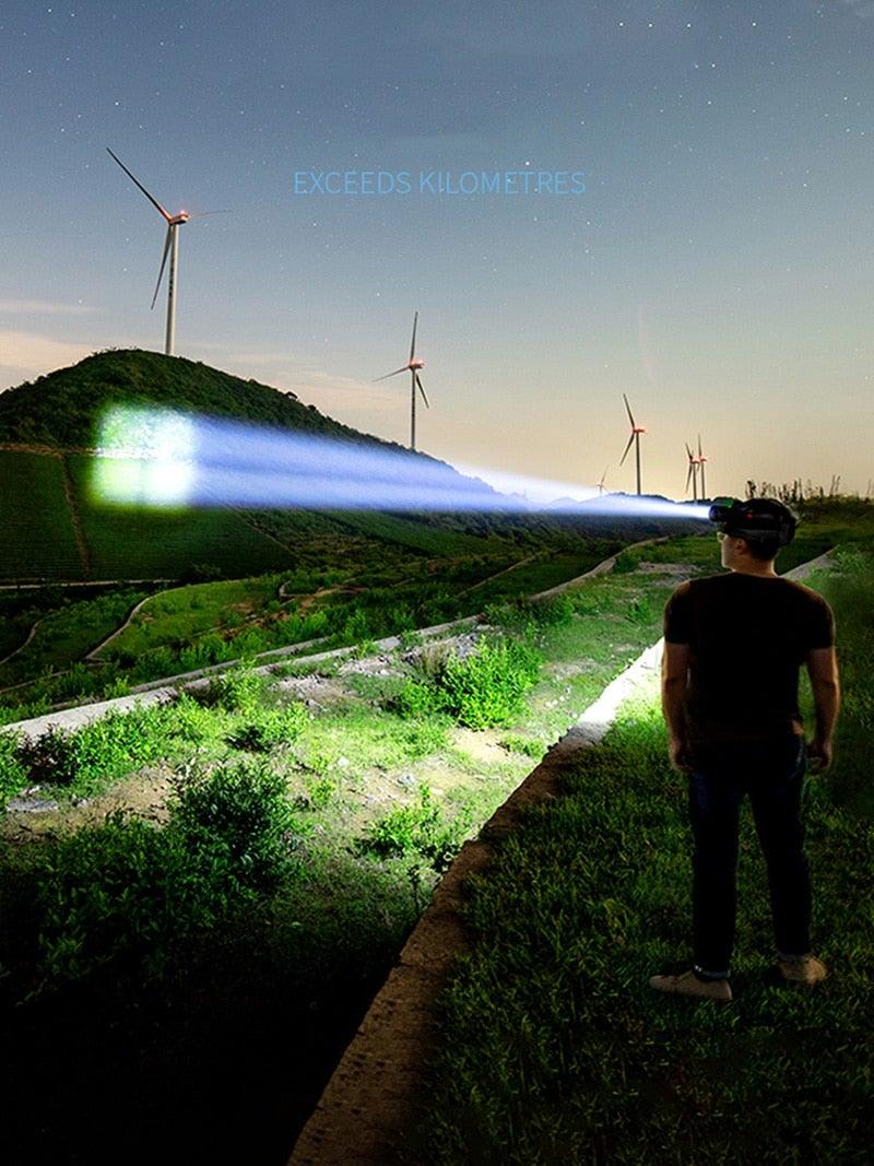 Rechargeable XHP160 LED Headlamp Zoomable Waterproof Hiking Camping Light