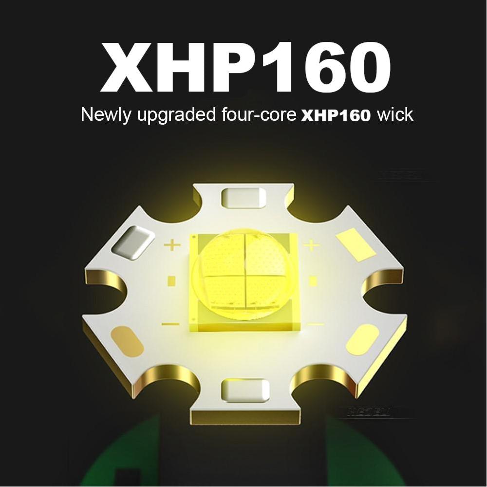 Rechargeable XHP160 LED Headlamp Zoomable Waterproof Hiking Camping Light