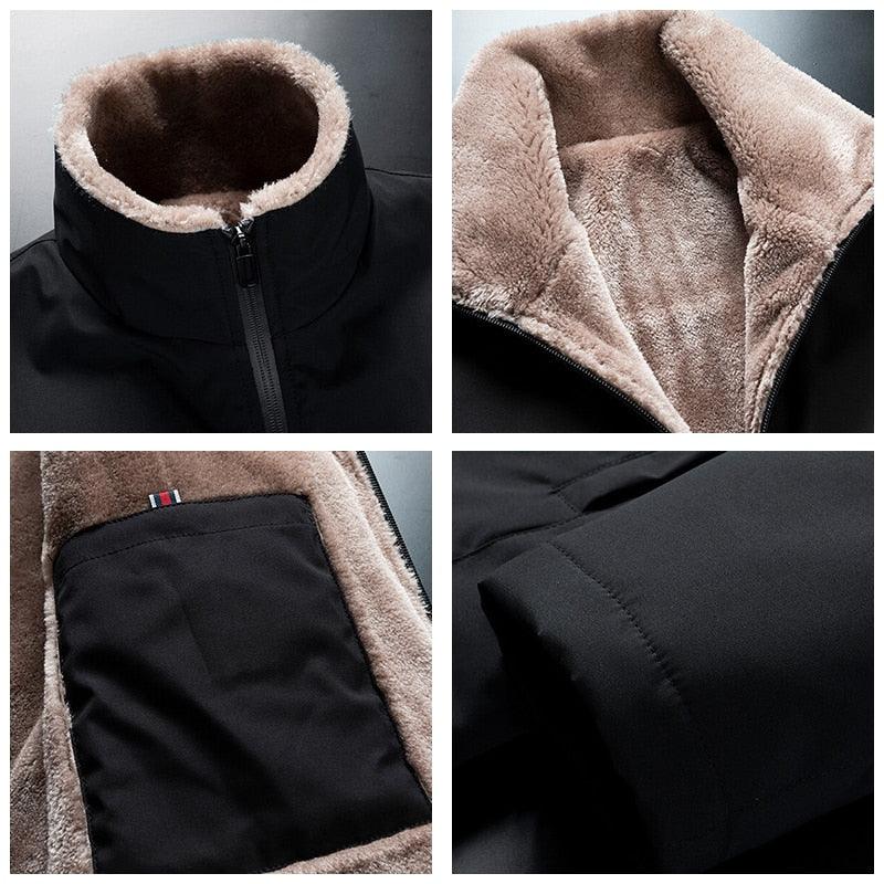 Men’s Warm Windproof Fleece Jacket Thick Outdoor Casual Hiking Coat