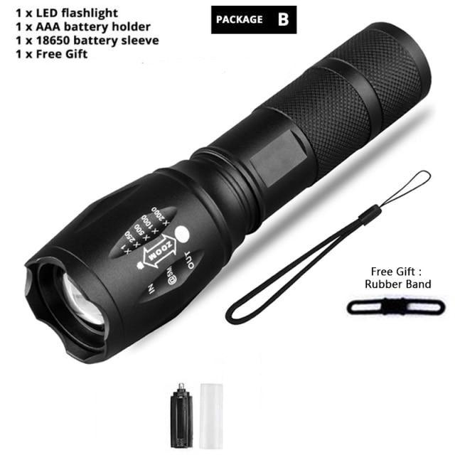 Z45 LED Flashlight Ultra Bright Zoomable Waterproof Rechargeable Camping Torch