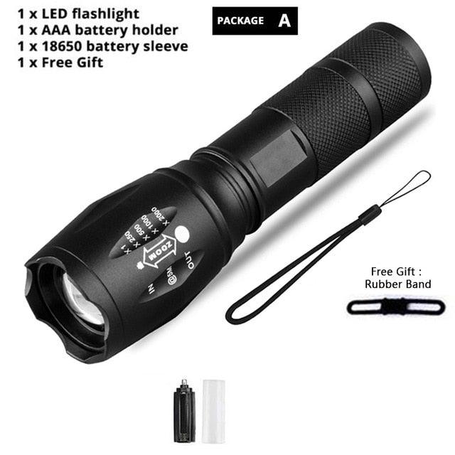 Z45 LED Flashlight Ultra Bright Zoomable Waterproof Rechargeable Camping Torch