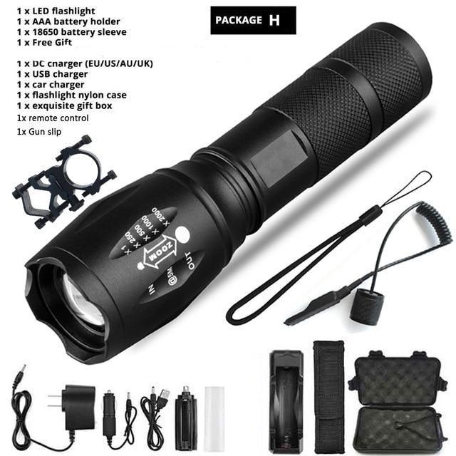 Z45 LED Flashlight Ultra Bright Zoomable Waterproof Rechargeable Camping Torch