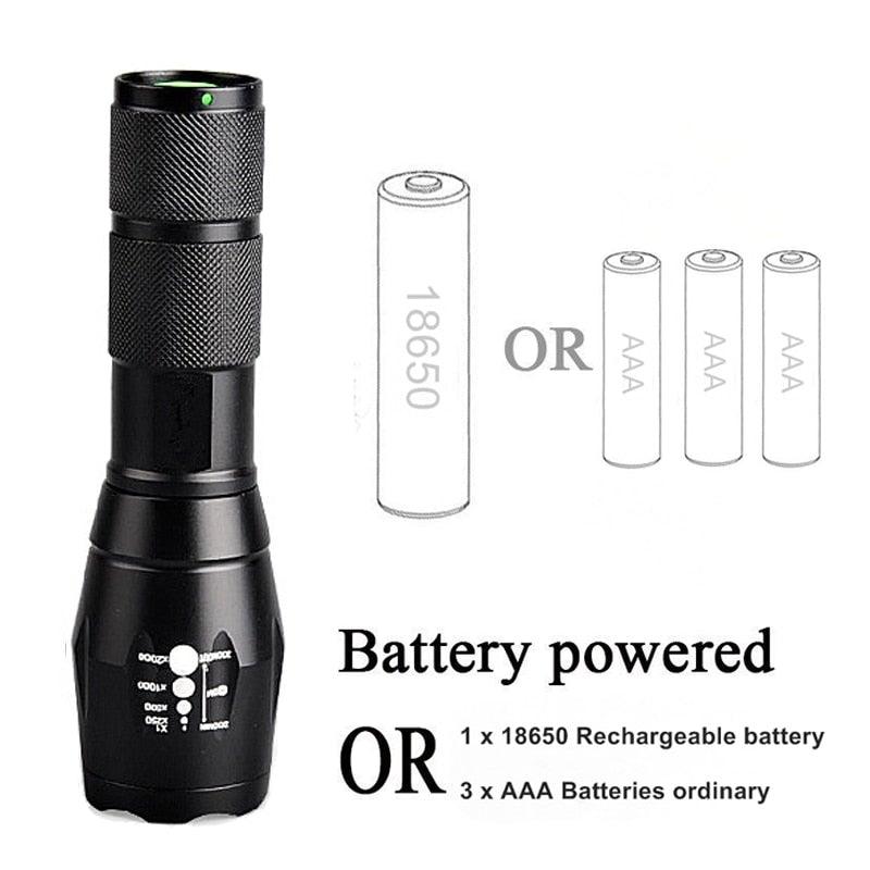 Z45 LED Flashlight Ultra Bright Zoomable Waterproof Rechargeable Camping Torch