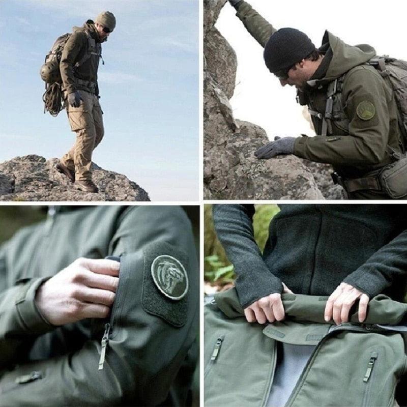 Men’s Plus Size Camouflage Waterproof Windbreaker Hooded Tactical Jacket